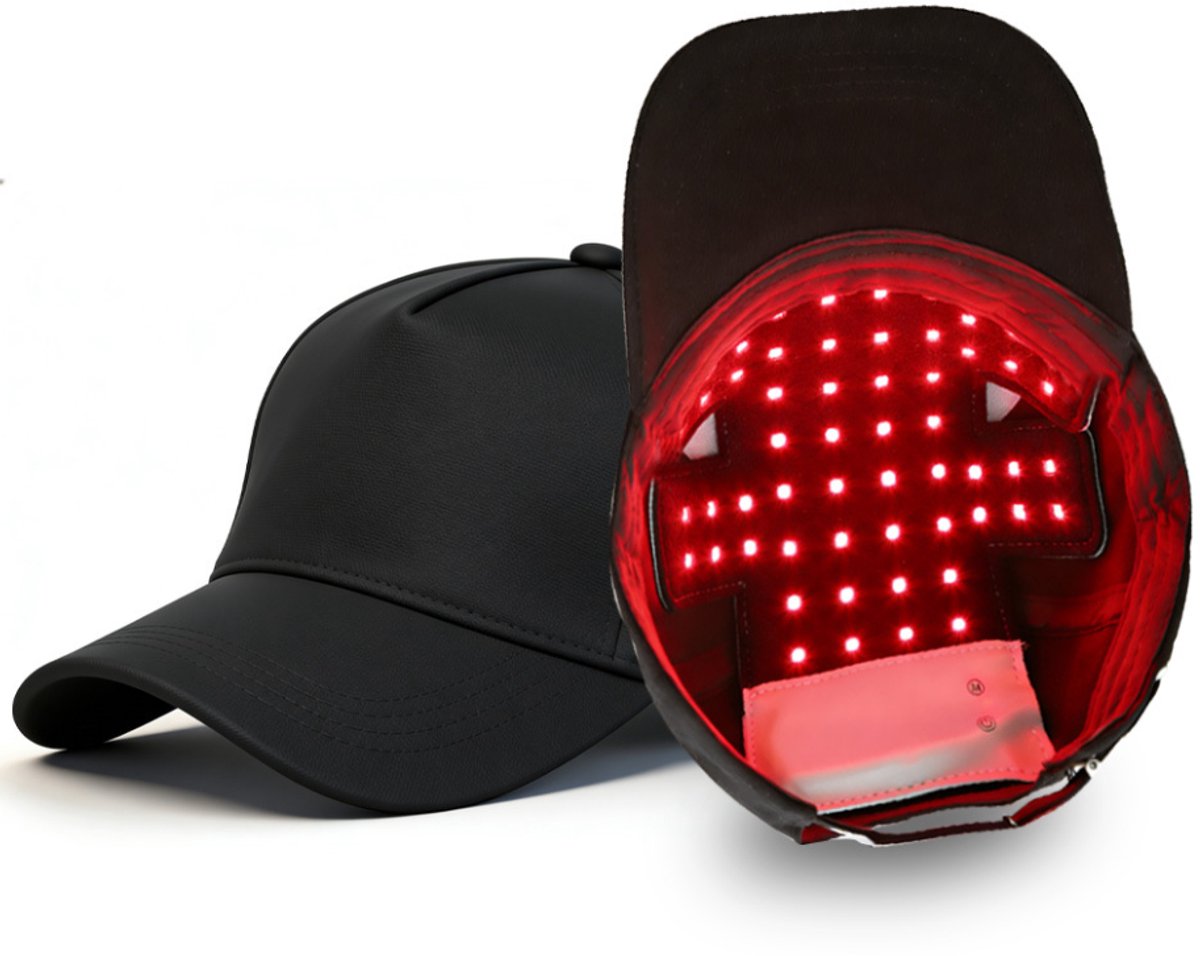 WK Rood & Blauw & Infrarood Licht Hoofdhuid Helm – 56 LED’s – Draadloze Haartherapie – 600mAh Batterij – 4 Instelbare Lichtmodi voor Haargroei & Hoofdhuidverzorging