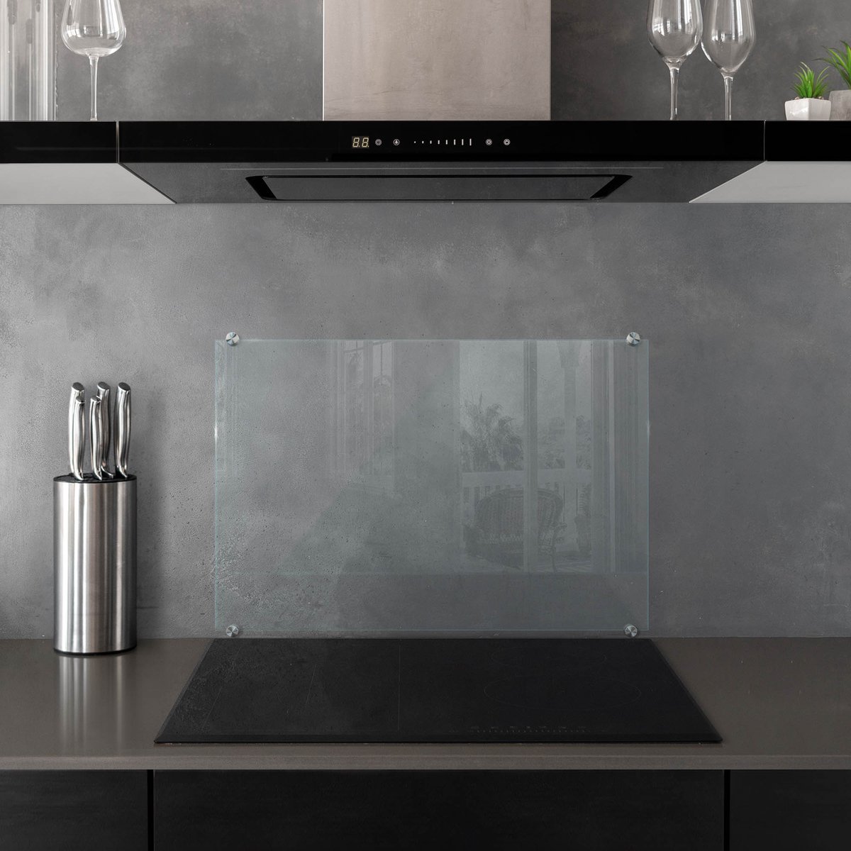 Coloray Keuken Achterwand Glas Transparant - Gehard Glas Transparant Keuken - 60x40 cm - Helder Glas Achterwand Keuken - Doorzichtige Spatplaat Keuken - Transparante Keuken Achterwand - Keukenwand Glas Helder Op Maat