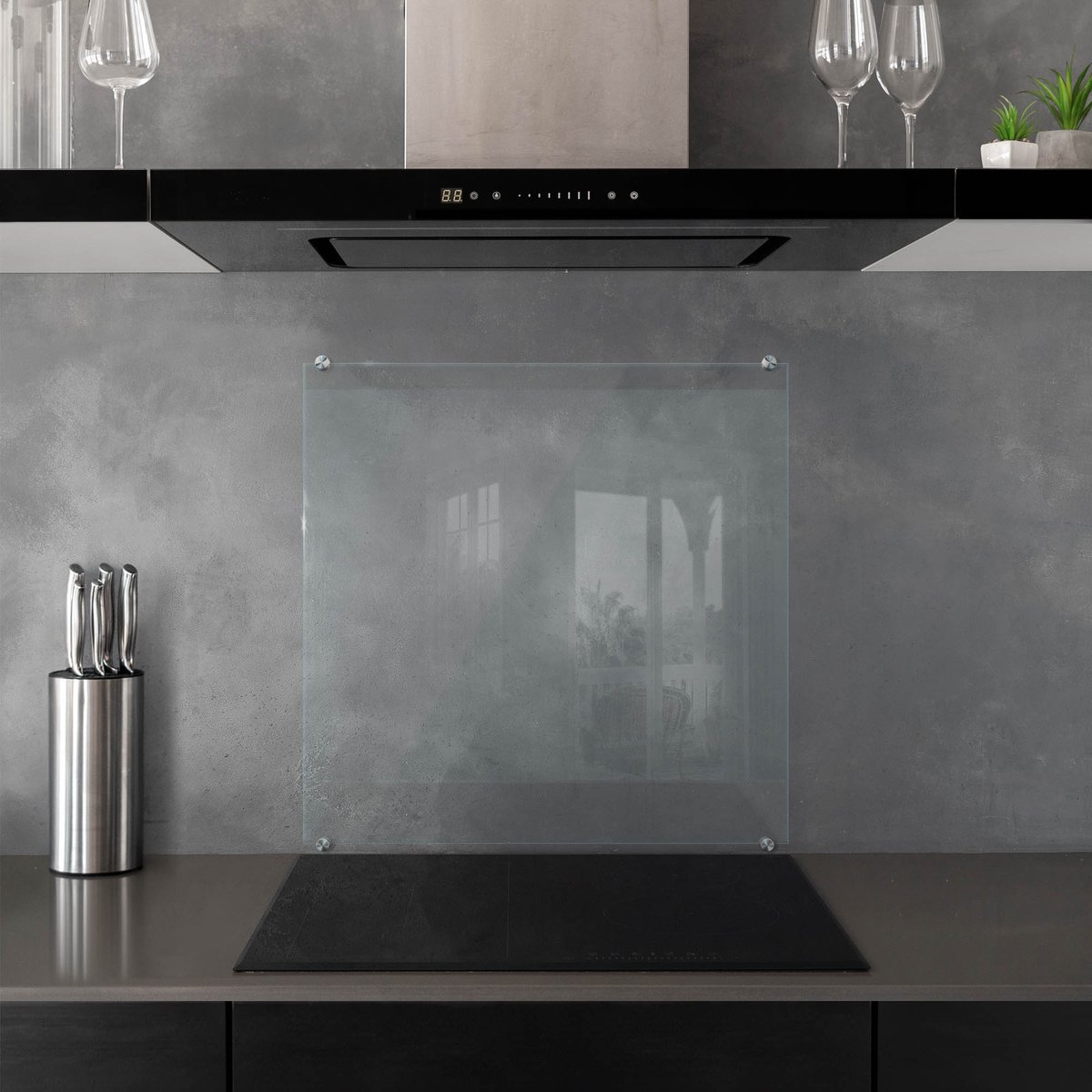 Coloray Keuken Achterwand Glas Transparant - Keukenwand Glas Helder Op Maat - 60x60 cm - Doorzichtige Spatplaat Keuken - Glazen Spatplaat Transparant - Transparante Keuken Achterwand - Veiligheidsglas Achterwand Keuken