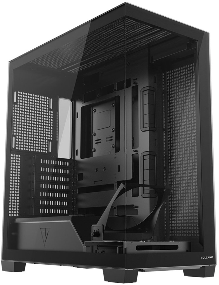 MODECOM Volcano Stellar Plus Midi Black - Midi Tower Behuizing - Aquarium Design - Gehard Glas - ARGB LED Strip - USB-C - Geen Fans (NF) - Zwart