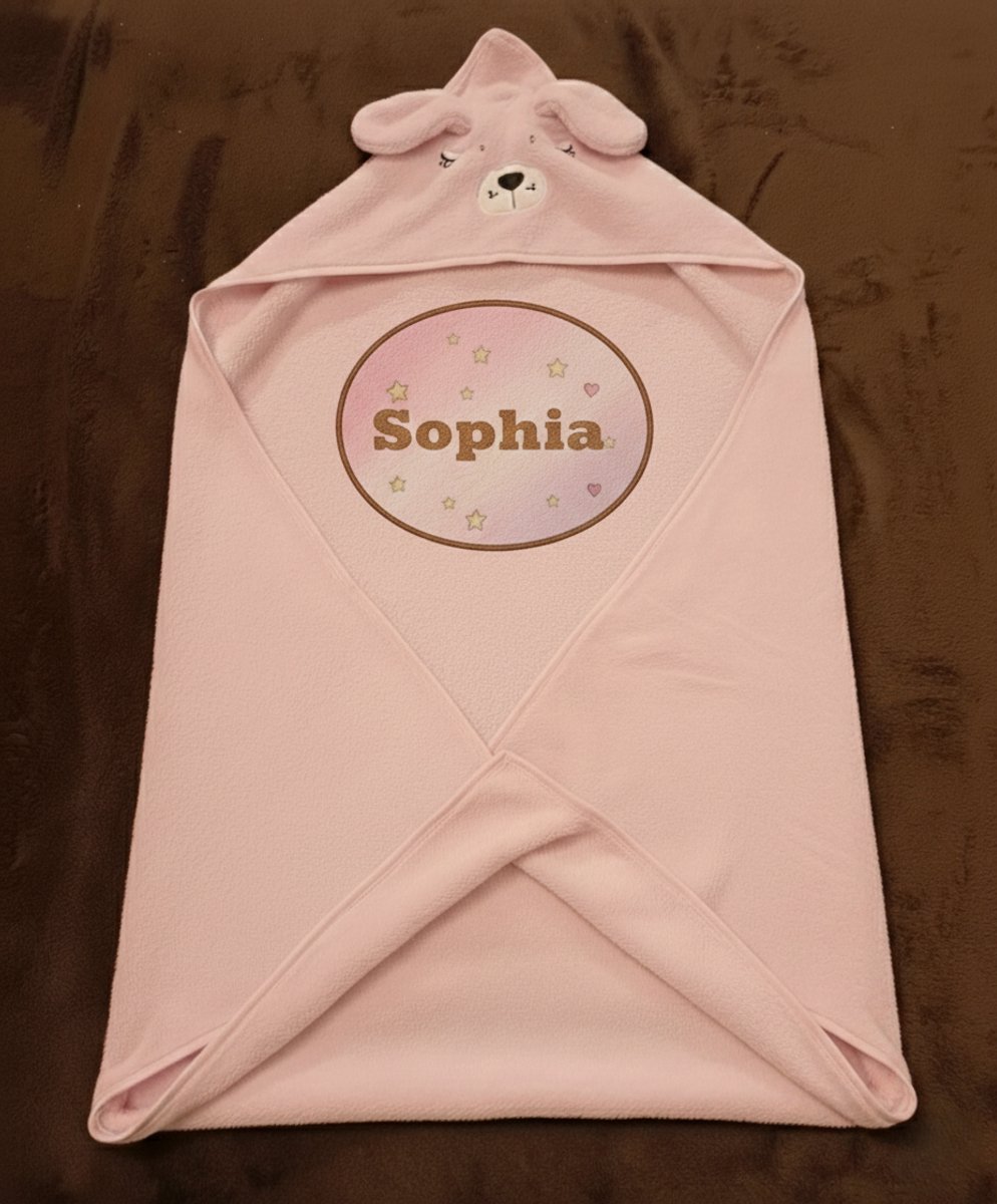Gepersonaliseerde Baby Handdoek met Capuchon met Eigen Foto/Naam/Tekst - Roze Badcape - Uniek Kraamcadeau Capuchonhanddoek