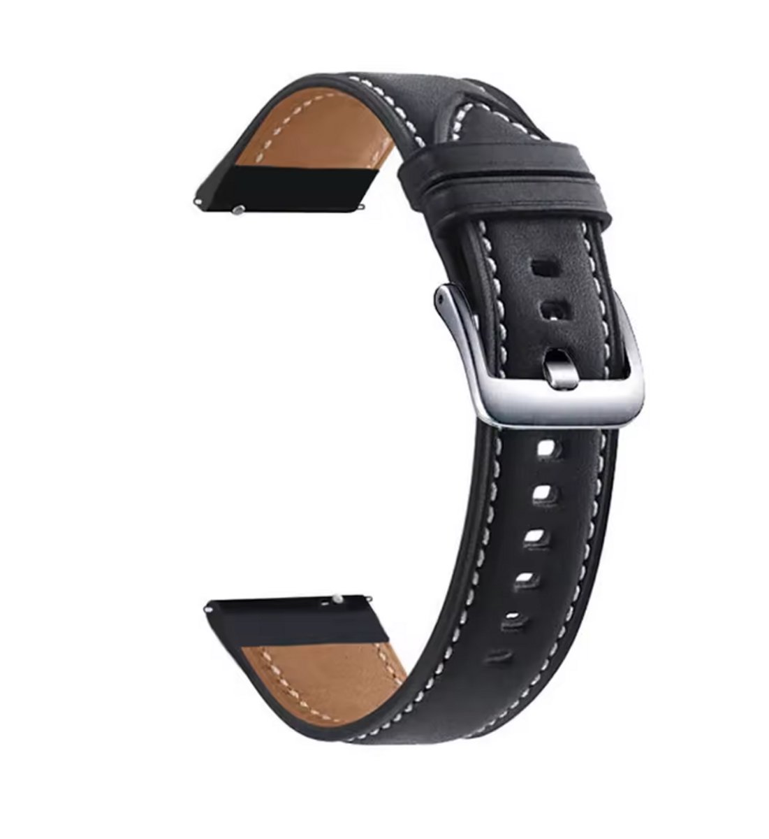 New Age Devi - Leren bandje - Zwart - geschikt voor Garmin Venu 2s - 3s - 4 (41mm) - Vivoactive 4s - Forerunner 255s - 265s - Huawei Watch GT 5 Pro - 42mm - GT 6 - GT 5 - GT 4 - 41mm
