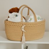 Muuzey Luiermandje - Crème - Luiermand - Luiertas en Commodemandje - Babykameraccessoires - Opbergmand kinderkamer - Kraamcadeau - Babyshower