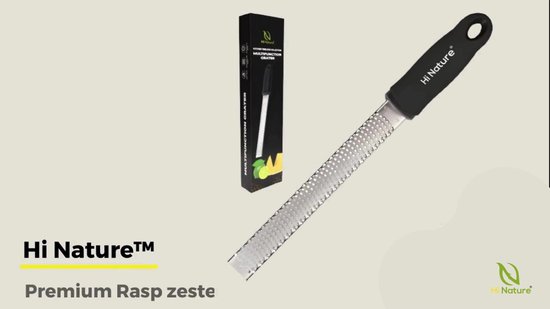 HI NATURE™ Premium Rasp zester - Handrasp lang- Citroenrasp - Kaasrasp - Gemberrasp - Knoflookrasp | Roestvrij staal Zwart
