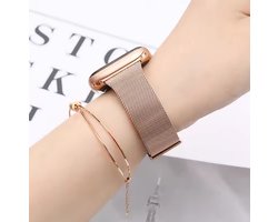 Bandje geschikt voor Applewatch Milanees Horloge Band - Rosé Goud 38/40 MM Milanese Gesp Armband Voor Apple Watch Series 1/2/3/4/5/6/se