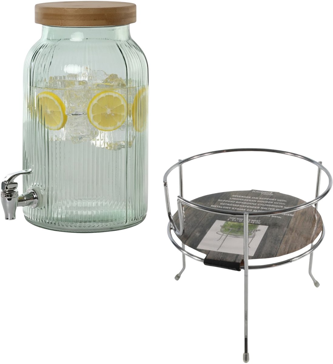 Drankdispenser/limonadetap/waterdispenser - 5,5 liter - inclusief standaard - 19 x 19 cm
