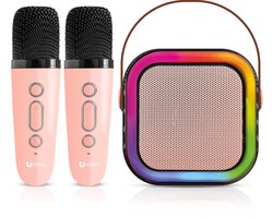 Vision Products Karaoke Speakerset met 2 microfoons Roze