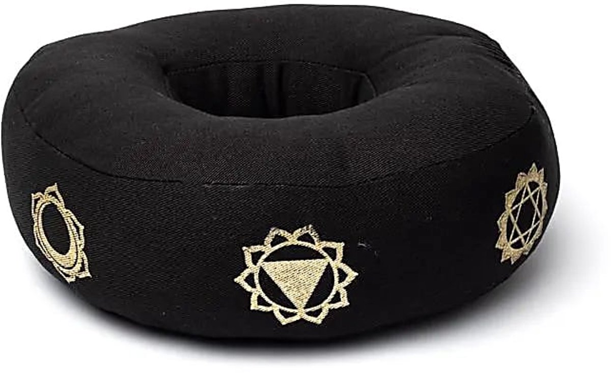 Klankschaalkussen 7 chakra’s zwart L – 21 cm x 7.5 cm