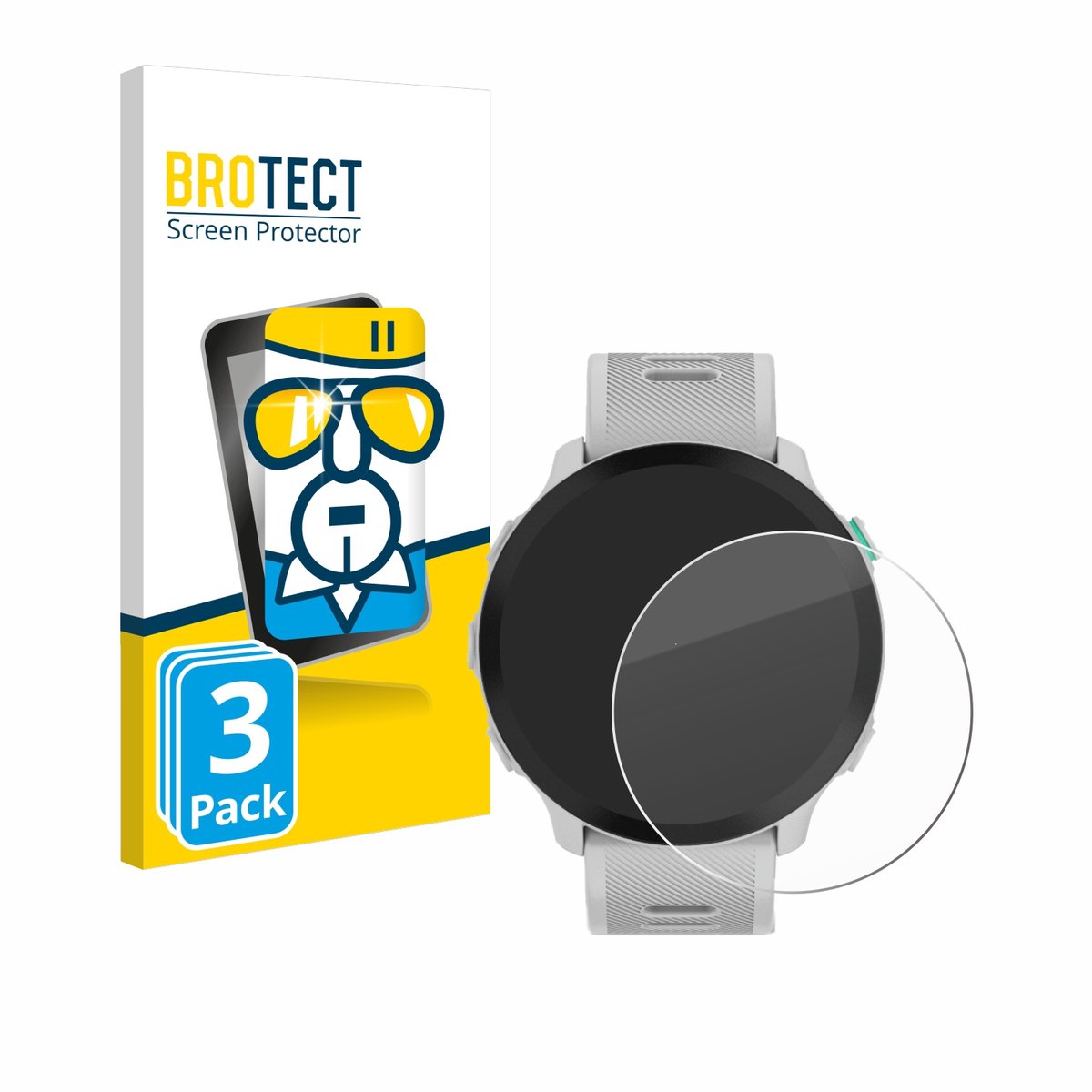 BROTECT - Glas Screenprotector voor Garmin Forerunner 55 - Gehard Beschermglas 9H 3 Stuks