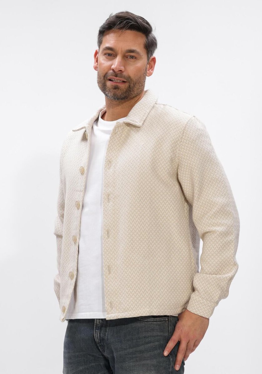 PURE PATH Two Colored Weave Overshirts Overshirts Heren - Beige - Maat M