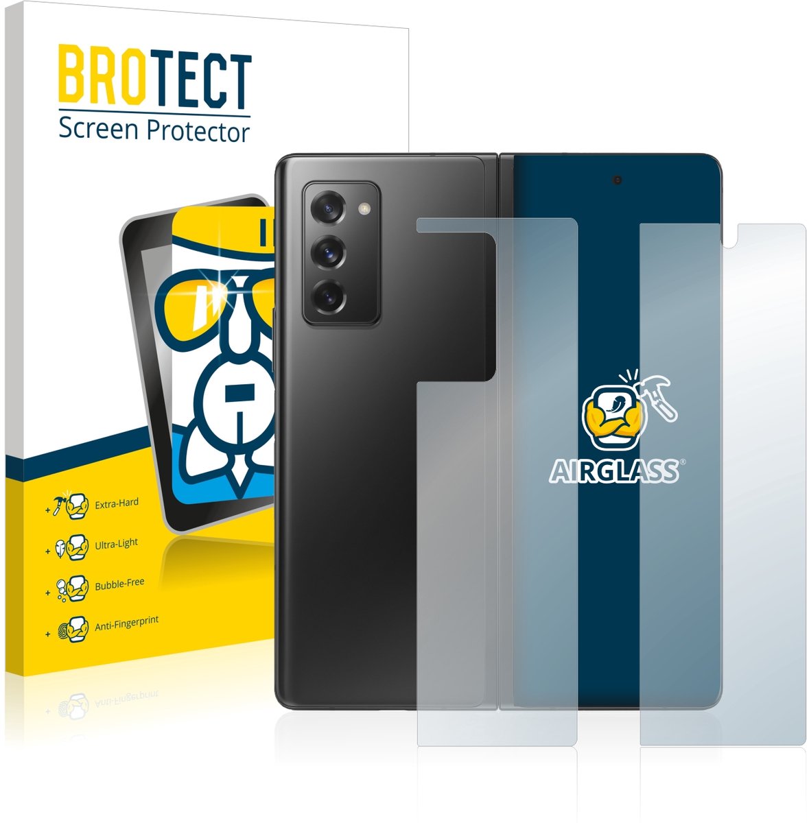 Screenprotector voor Samsung Galaxy Z Fold 2 5G (Voor+Achter) Beschermglas transparant