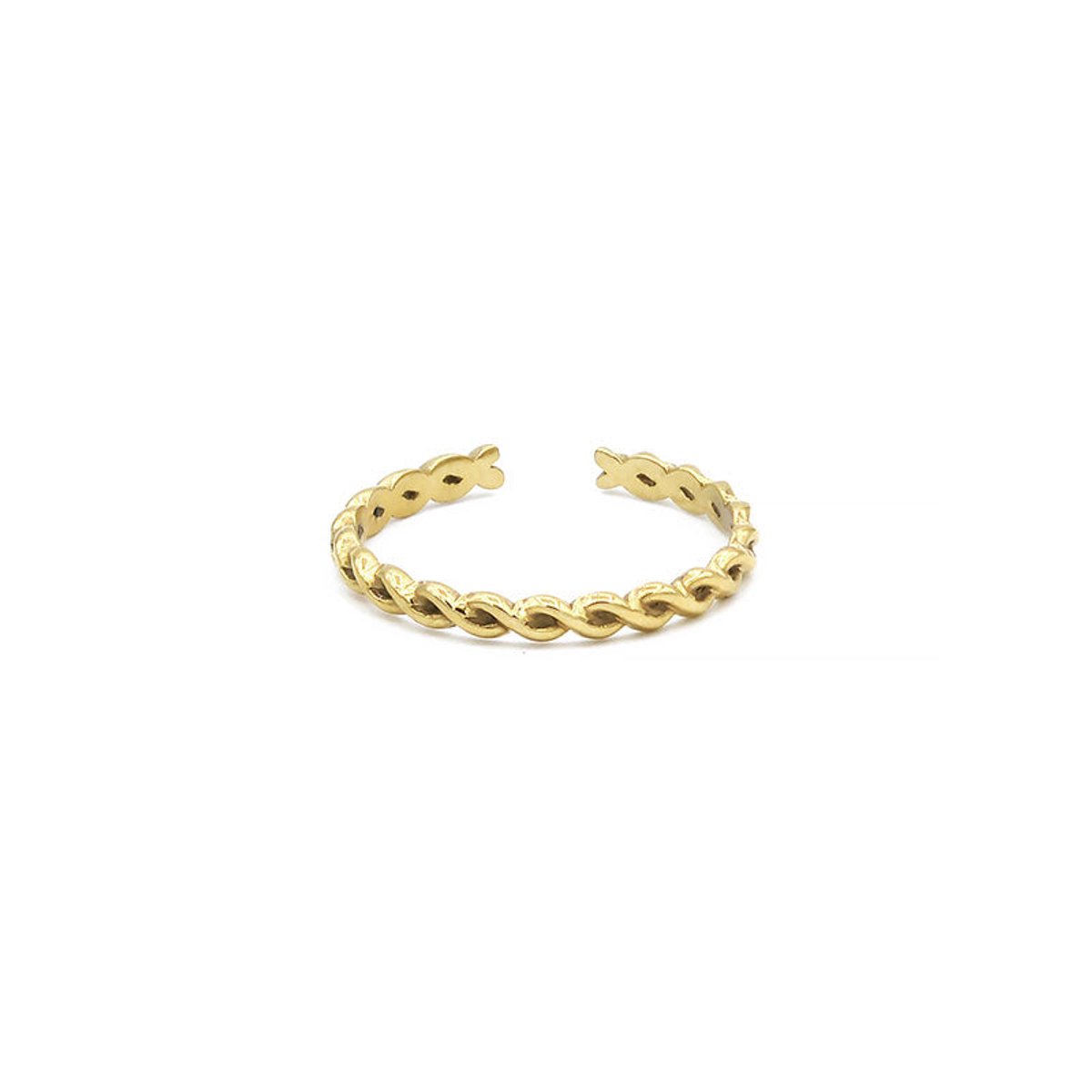 Mint15 Verstelbare ring gedraaid 'Twisted' - Goudkleur RVS/Stainless Steel