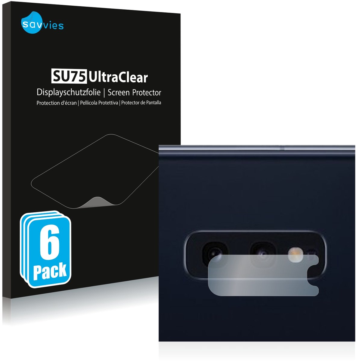 Savvies - Screenprotector voor Samsung Galaxy S10e (ALLEEN Camera Lens) - Folie Beschermfolie transparant 6 Stuks