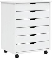 vidaXL - Ladekast - MOSS - verrijdbaar - massief - grenenhout - wit