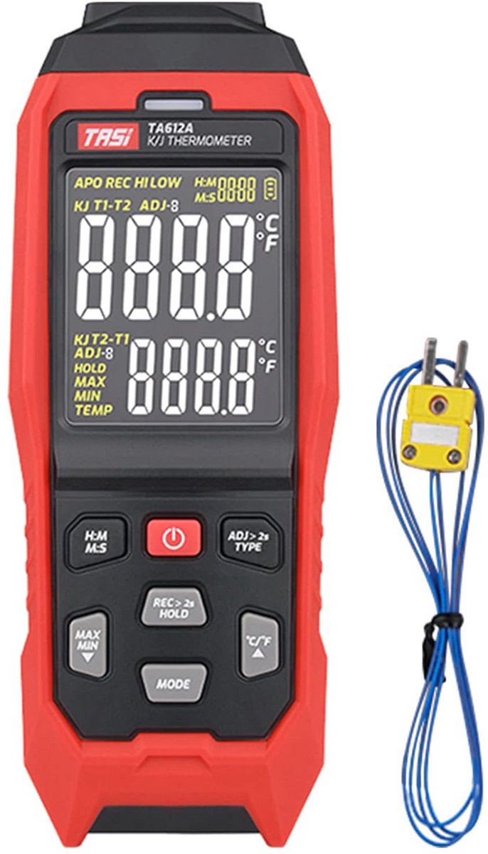 Draagbare digitale thermometer met 4 kanalen voor type K/J Thermokoppels