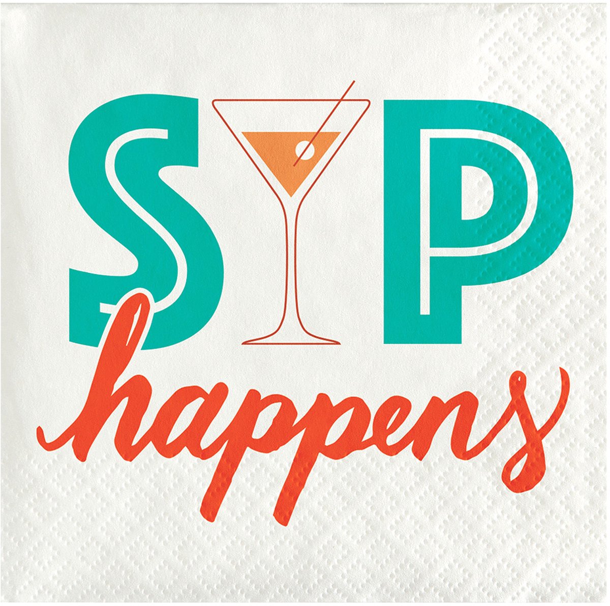 CREATIVE PARTY - 24 kleine "Sip Happens" cocktailpapieren servetten 25 x 25 cm