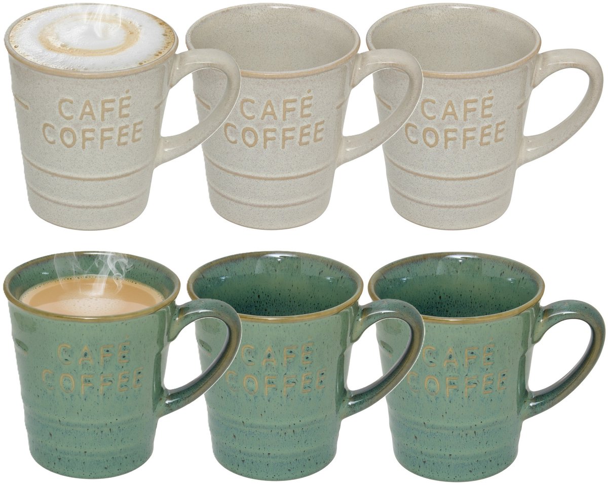 Secret de gourmet Koffiemokken - 6x stuks - 200 ml - kleuren gemixt