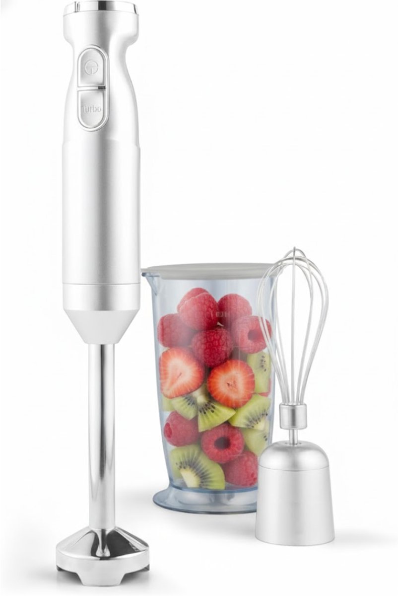 NBAP® Staafmixer Set - Hakmolen - Groentesnijder - Soepmaker - Zilver