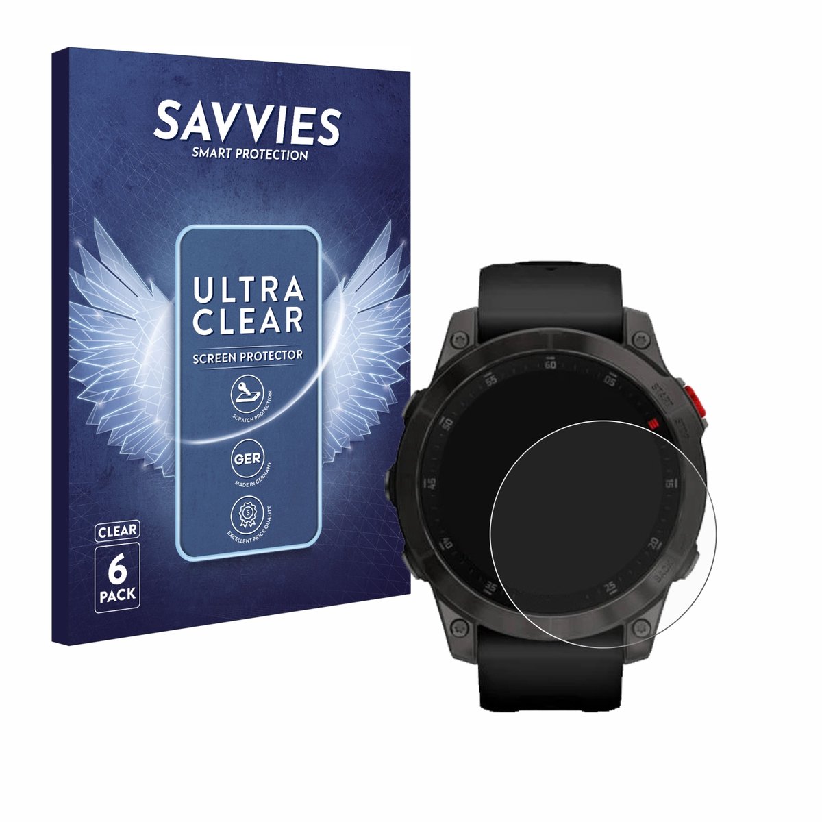 Savvies - Screenprotector voor Garmin epix (Gen. 2) - Folie Beschermfolie transparant 6 Stuks