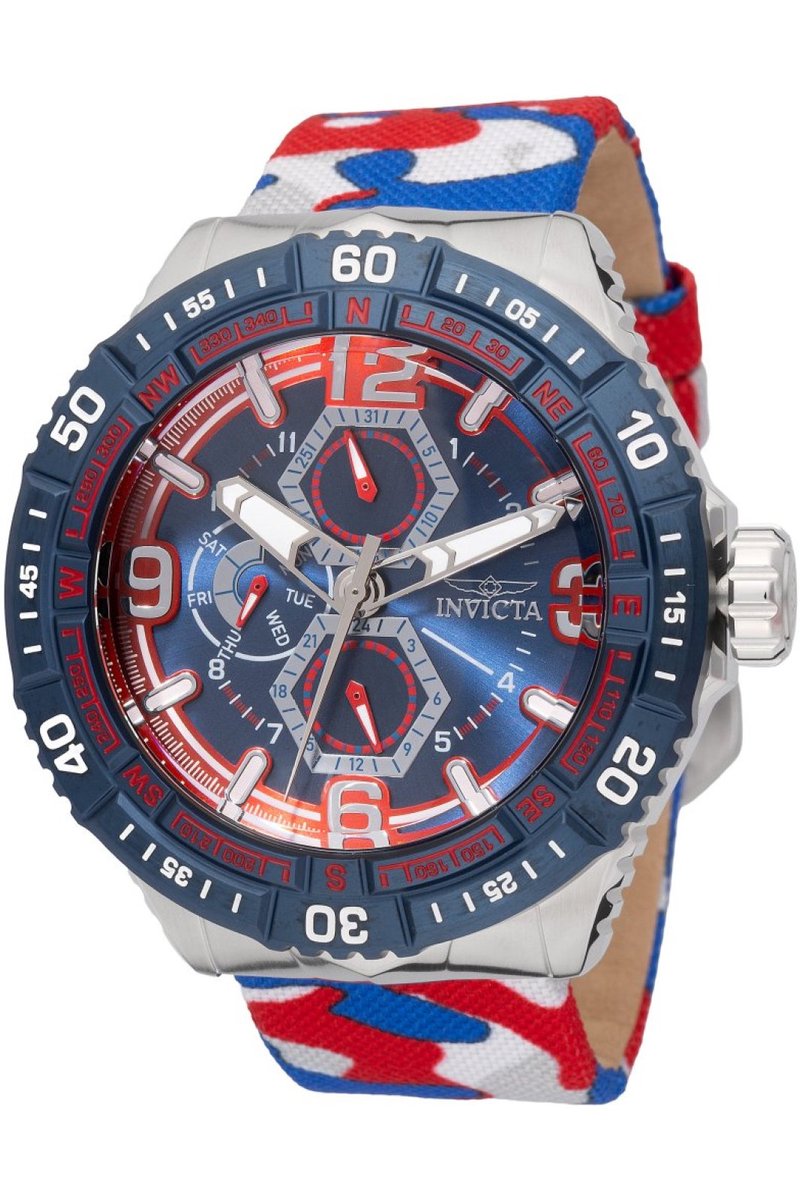 Invicta Coalition Forces 49631 Heren Horloge - Waterdicht - Analoog - Quartz Uurwerk - Roestvrij Staal met rode Wijzerplaat - 49mm