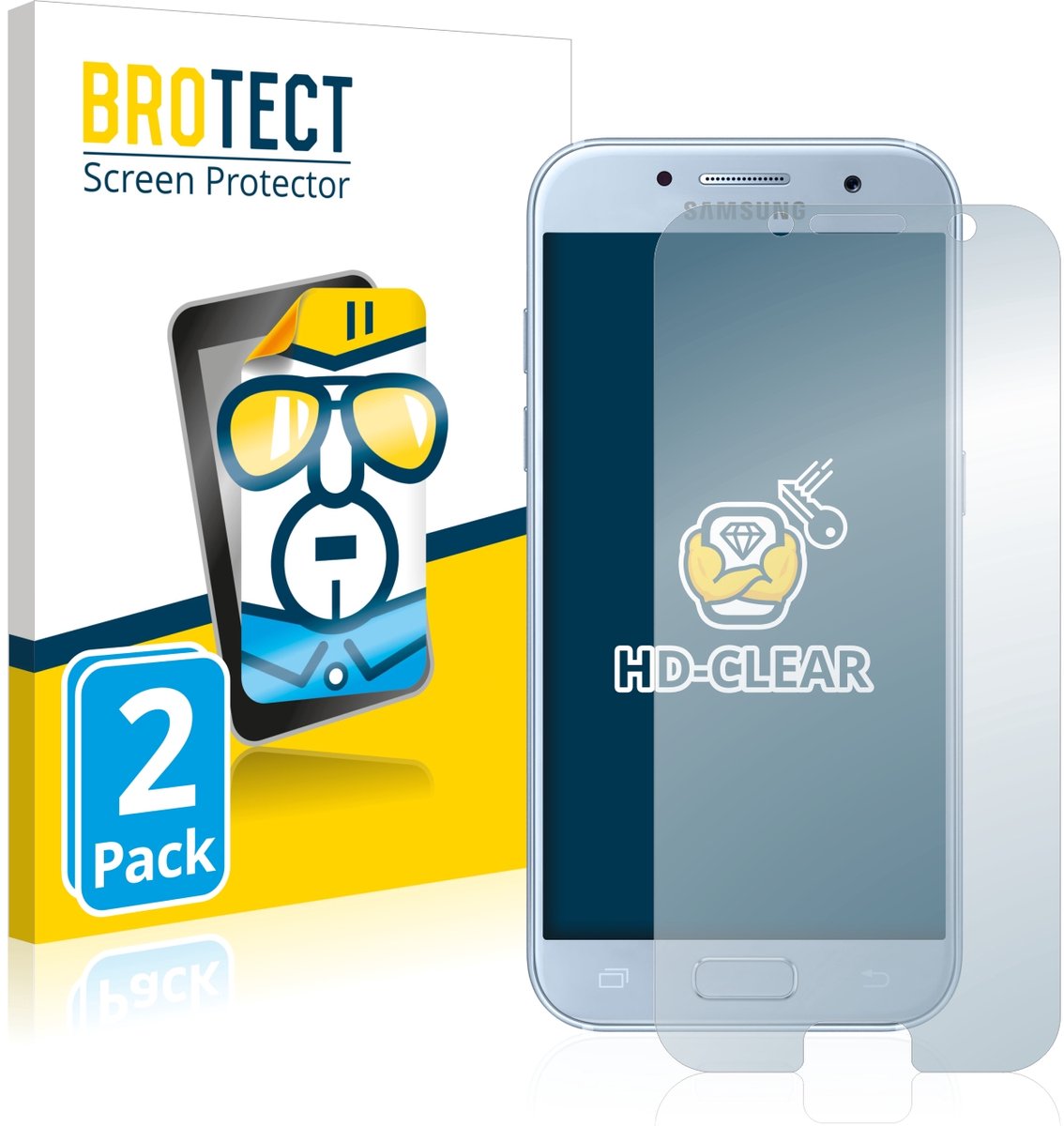 BROTECT - Screenprotector voor Samsung Galaxy A5 2017 - Folie Beschermfolie transparant 2 Stuks