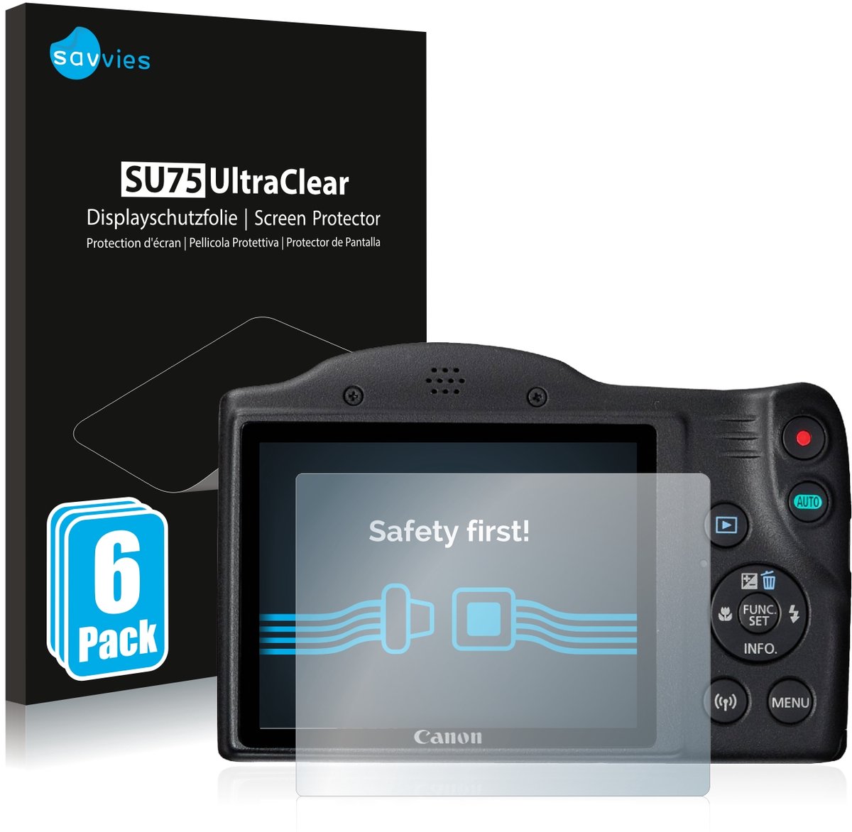 Savvies - Screenprotector voor Canon PowerShot SX430 IS - Folie Beschermfolie transparant 6 Stuks