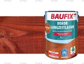 BAUFIX Decor Teinture pour Bois – Acajou – Satiné 5L – Extérieur & Intérieur – Pour Clôture, Abri de Jardin & Cabane en Rondins – Résistant aux UV & aux Intempéries