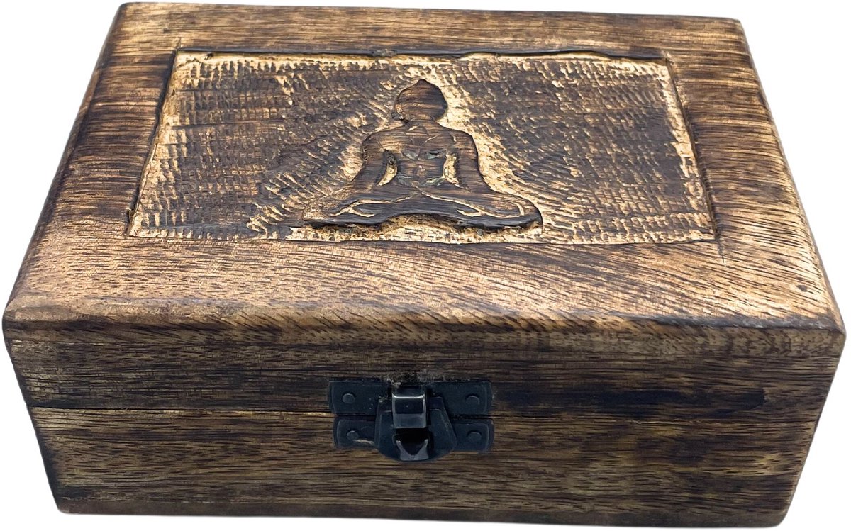 Medium Wooden Keepsake Box 15 cm x10 cm x 6 cm - Boeddha