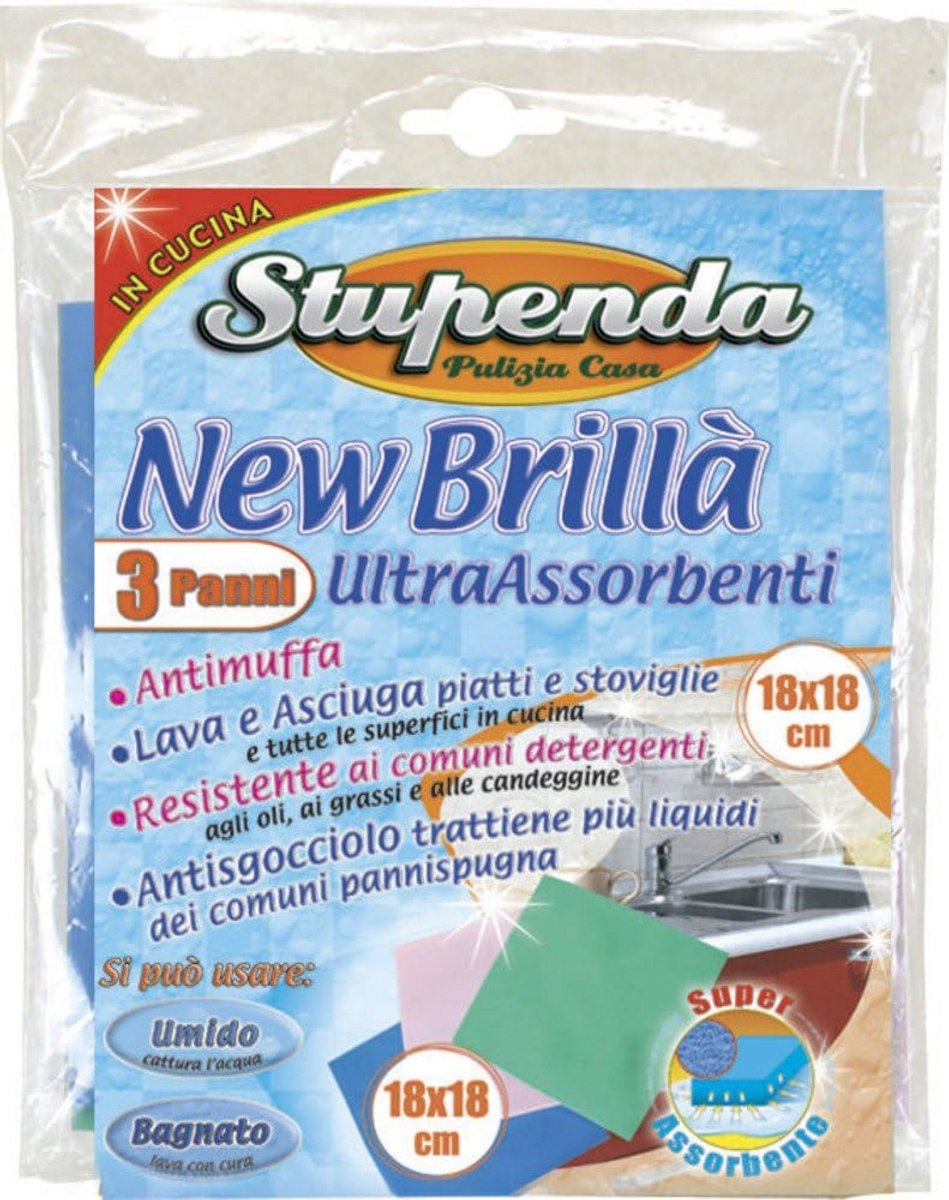 Absorberende plantaardige cellulose spons voor schoonmaken, 3 stuks