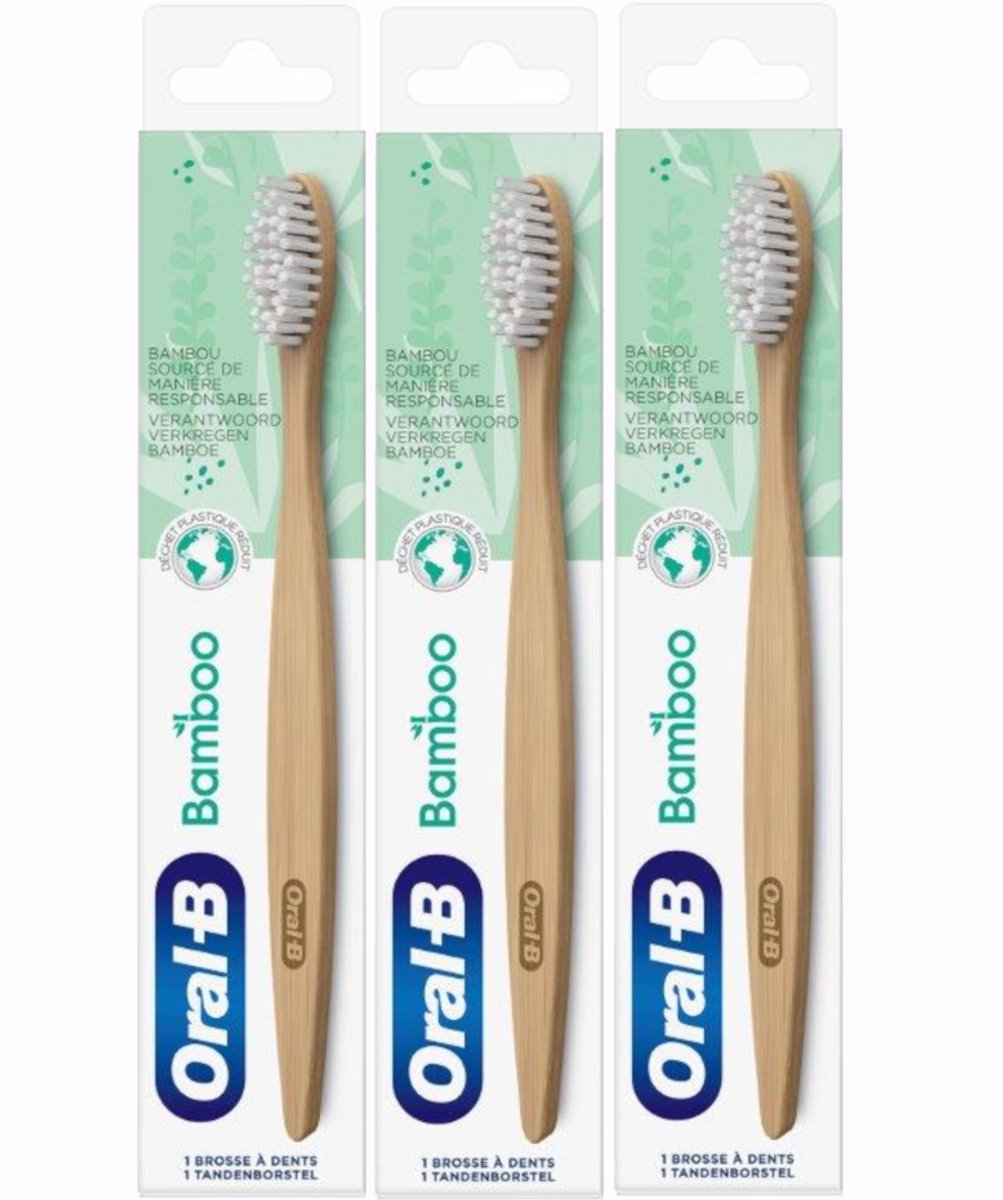 Oral-B Bamboe Tandenborstel - Wit - Pack van 3