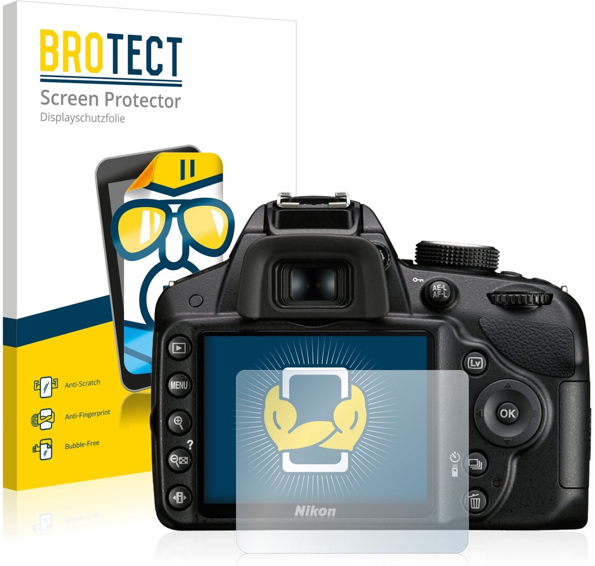 BROTECT - Screenprotector voor Nikon D3200 - Folie Beschermfolie transparant 2 Stuks