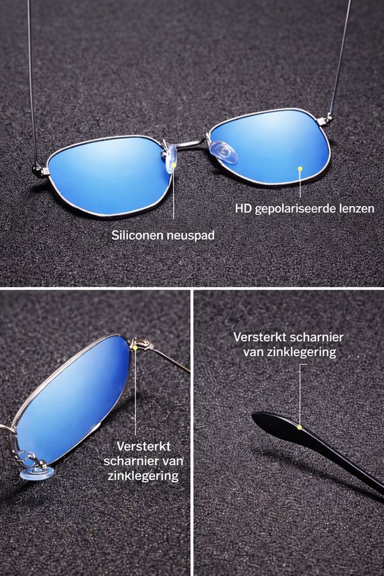 Kingseven Reflect - 2022 trend zonnebril met UV400 en polarisatie filter| Pilotenbril - Zilver Blauw van Kingseven — afbeelding 4