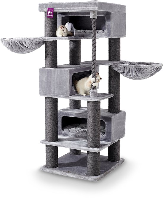 Petrebels Turnpike 200 Krabpaal - Grijs - zware kwaliteit - XL krabpaal - Maine Coons- vast speeltouw