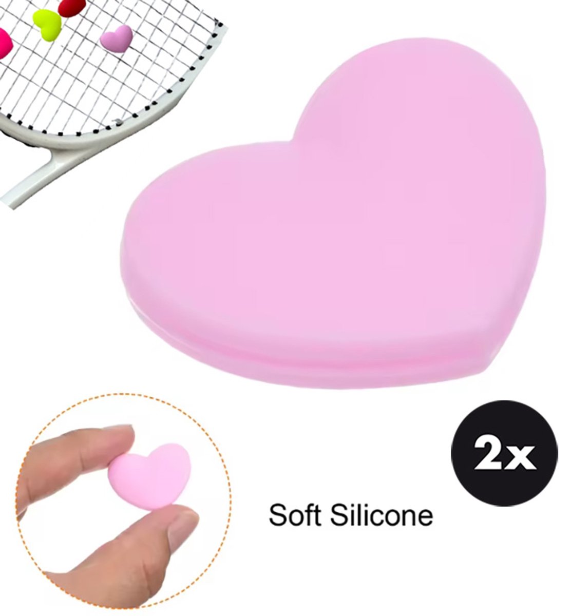 Actie4you® - Tennis Racket demper – Trillingsdemper - Vibration Dampeners – Tennis Demper - 2 Stuks - Hartje Licht Roze