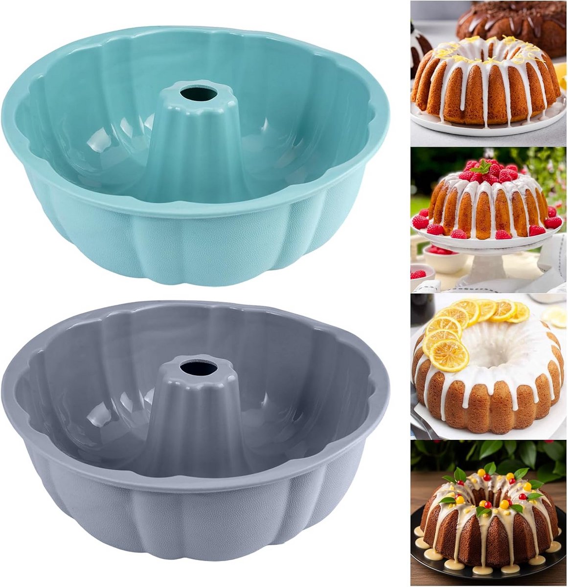 2x Grote Siliconen Bakvorm voor Cake, Gugelhupf en Donut - Hittebestendig