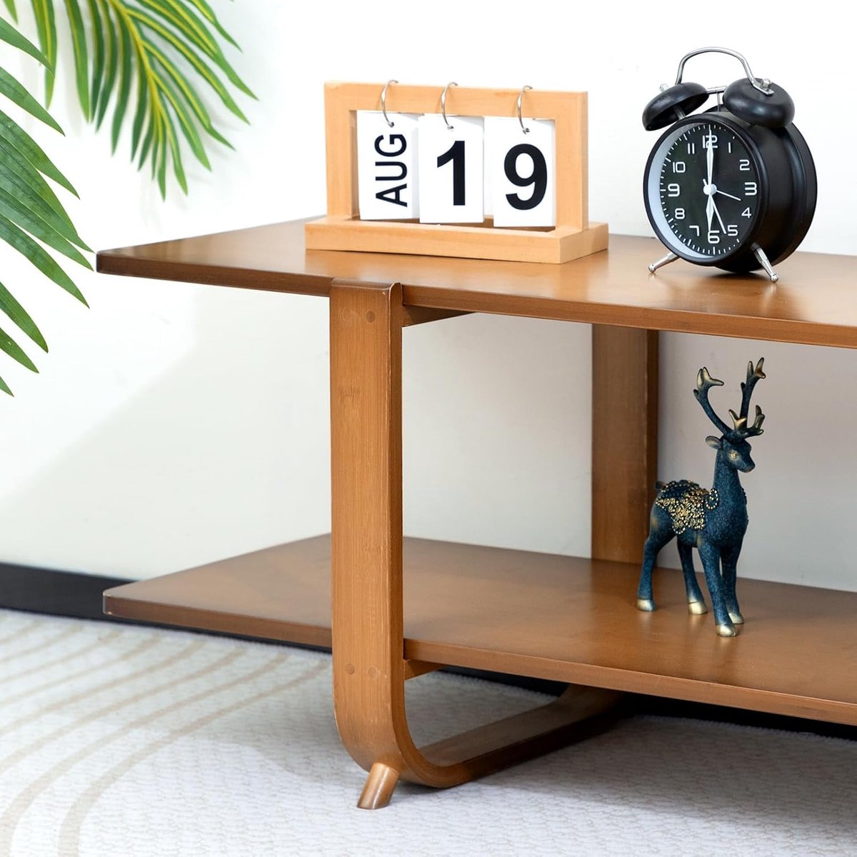TV-meubel 140 cm Bamboe Modern Minimalistisch – Open Planken TV-kast en Televisietafel voor Woonkamer en Slaapkamer – Duurzaam en Robuust – Abkantoor