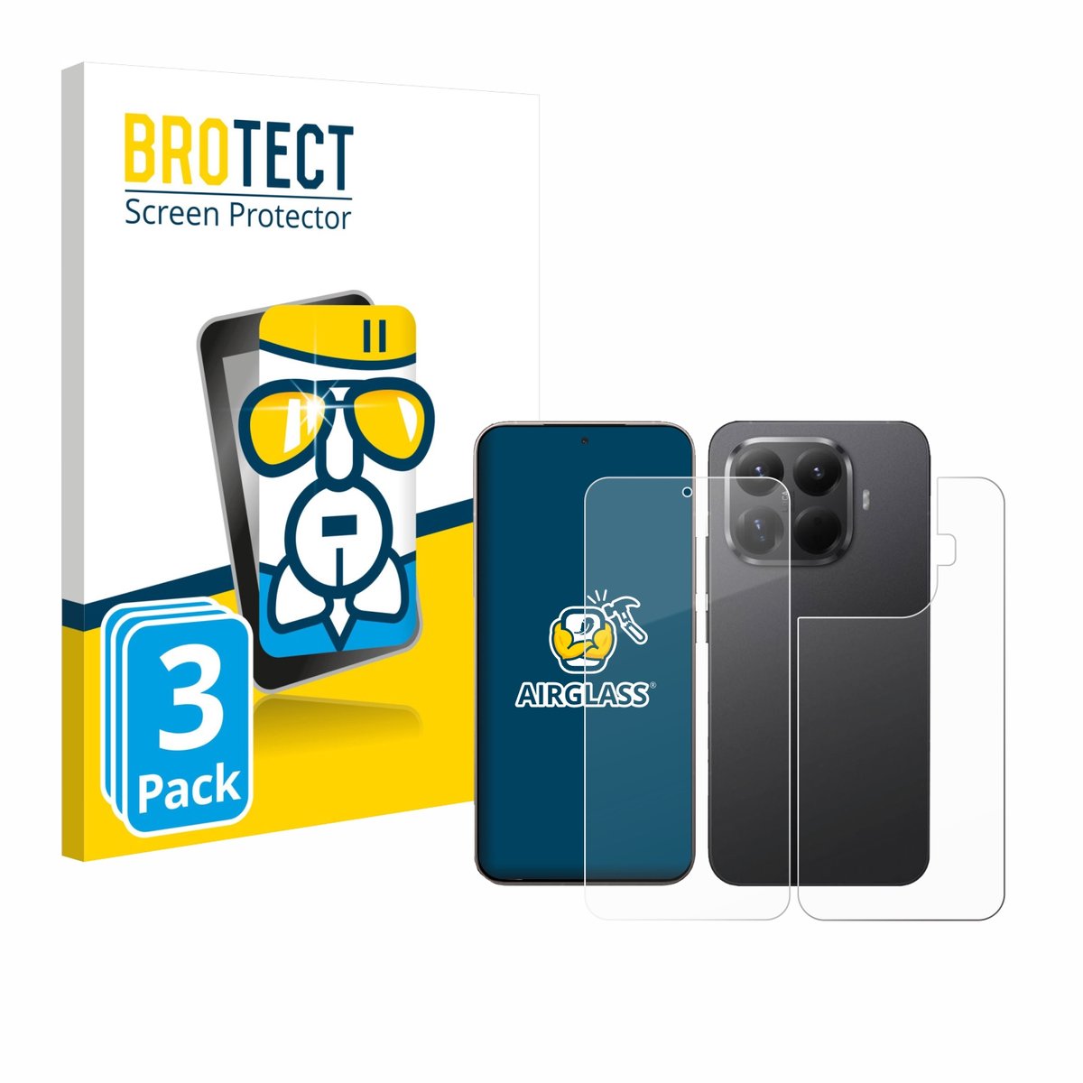Screenprotector 3 Stuks voor Xiaomi 15T Pro (Voor+Achter) Beschermglas transparant