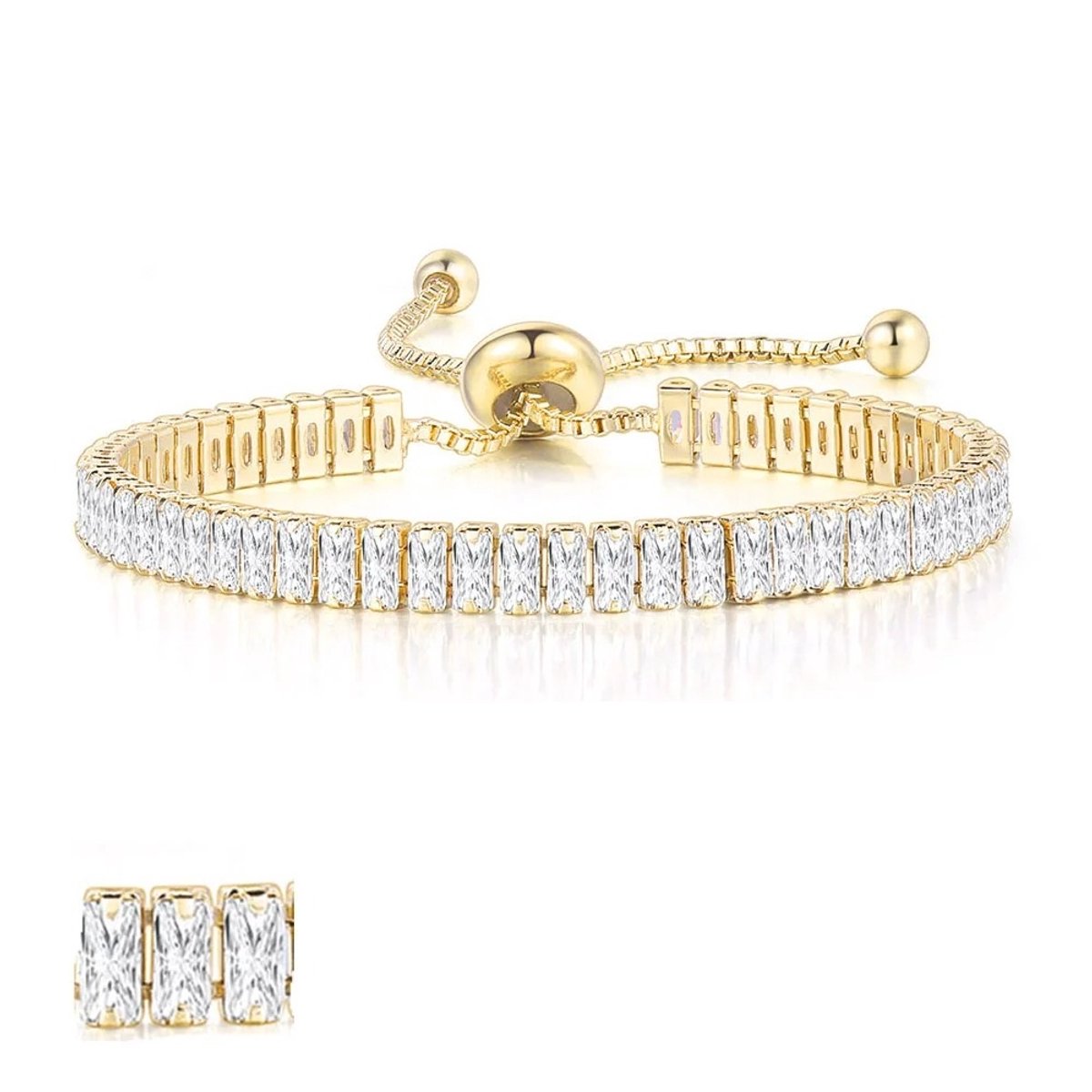 WiseGoods Premium Dames Tennis Armband - Sieraden Cadeau - Armbanden Vrouw - Armbandje - Armbandjes Verstelbaar Tot 26CM - Goud