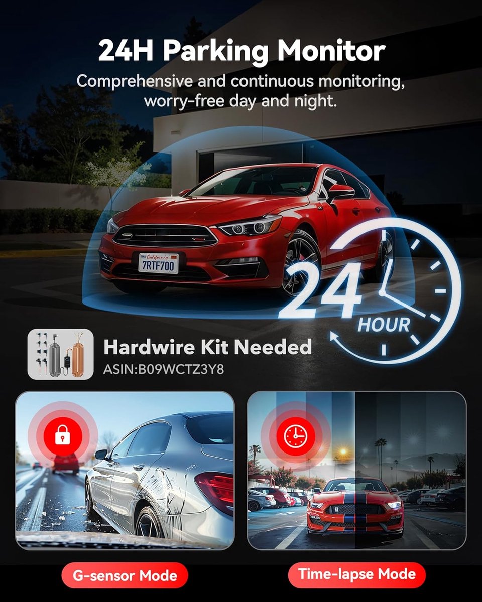 RedTiger F7N Pro Dual Dashcam voor auto - 4K & 1080p - 3,18 inch LCD met App thumbnail 6