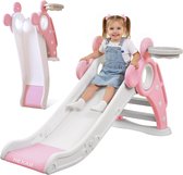 Nexar Glijbaan voor Peuters - Opvouwbaar - voor Binnen & Buiten - Losse Glijbaan - Roze Slide - Veilig en Stabiel - Vanaf 1 Jaar - 115cm