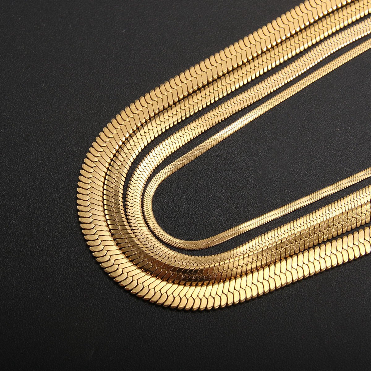 Rvs sieraden - Platte slangenketting goudkleurig staal - 45cm -3mm