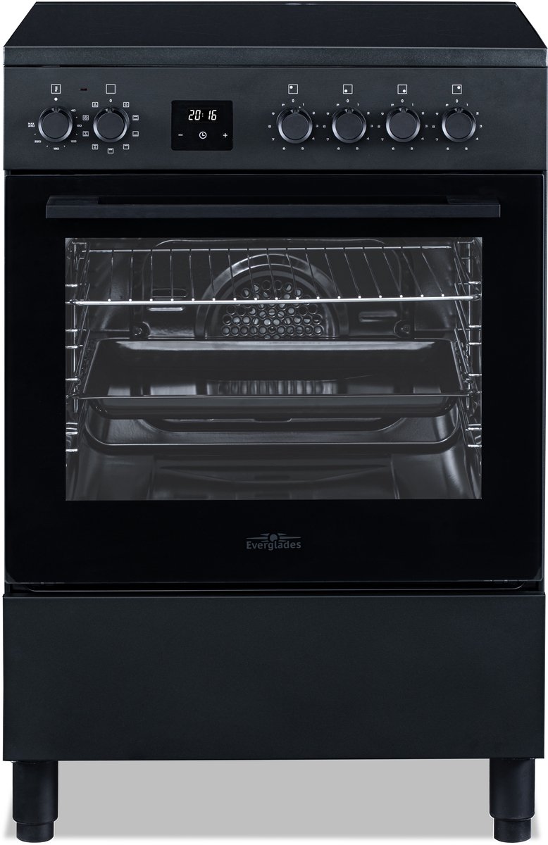 Everglades EVCK6250 Pro Line - Inductiefornuis - Mat Zwart - 60 CM - Inductie Met Simpele Draaiknop Bediening - Digitale Timer - 9 Ovenstanden - 5 Jaar Garantie