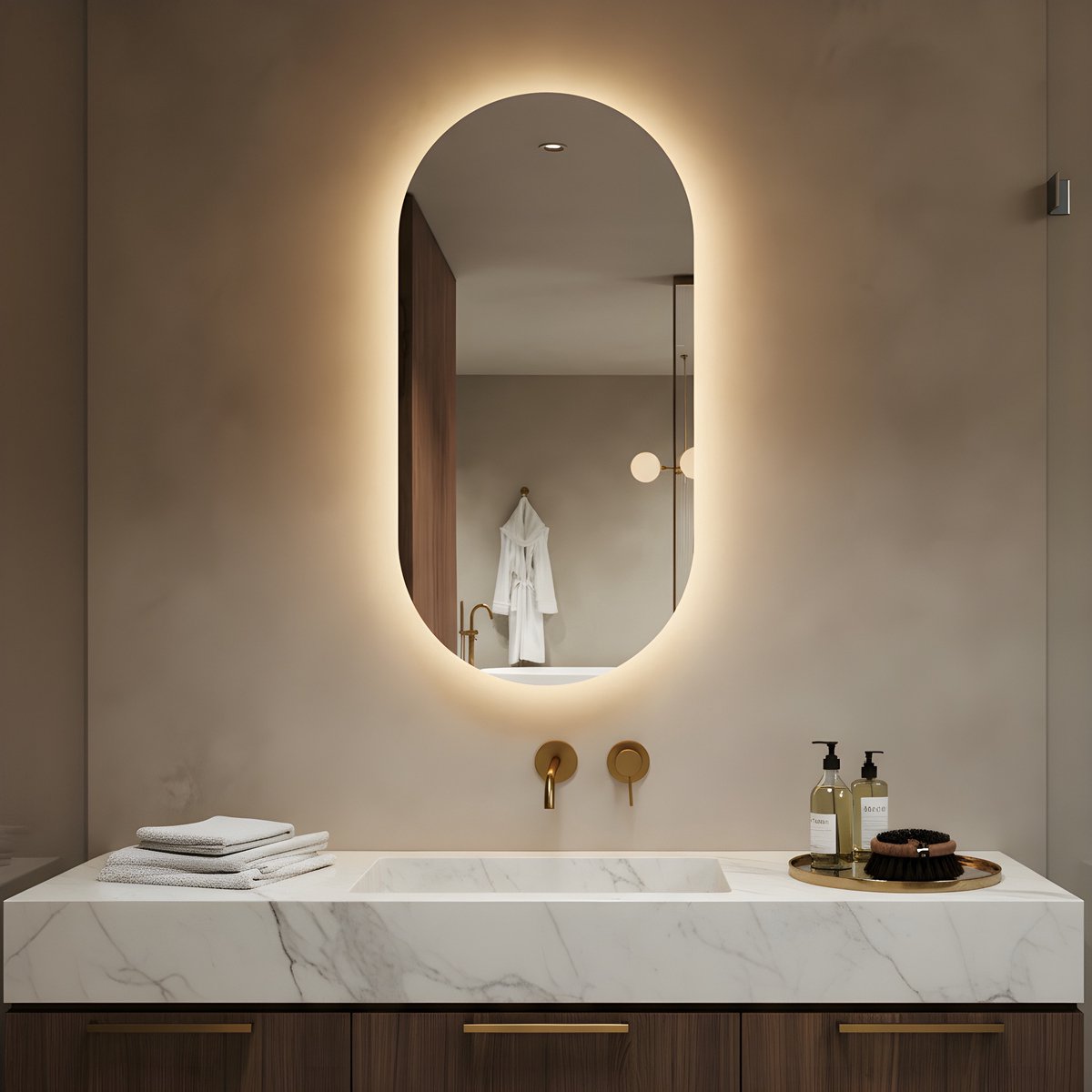 Lumoire® Spiegel Met Verlichting - 50 x 90 CM Ovaal - Badkamerspiegel - Zonder rand