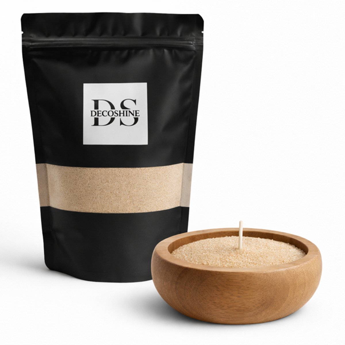 Deco Shine - Sand Wax Candle - Zandwas - Kaarsenzand - Kaarswas - Kaars - Zand Voor Kaarsen - Kaarsen Accessoires - Kaarsen Decoratie - 400 G - Zand Kleur - Beige - Nude - Sand - Inclusief Lonten - Plantaardig