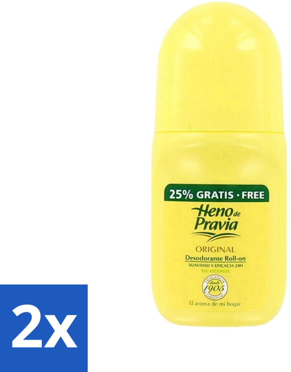 2 x Heno De Pravia - Deodorant Roller - Original Geur - 50 ml - Deodorant Roller - Deodorant - Geur - Frisheid - Alcoholvrije Deodorant
