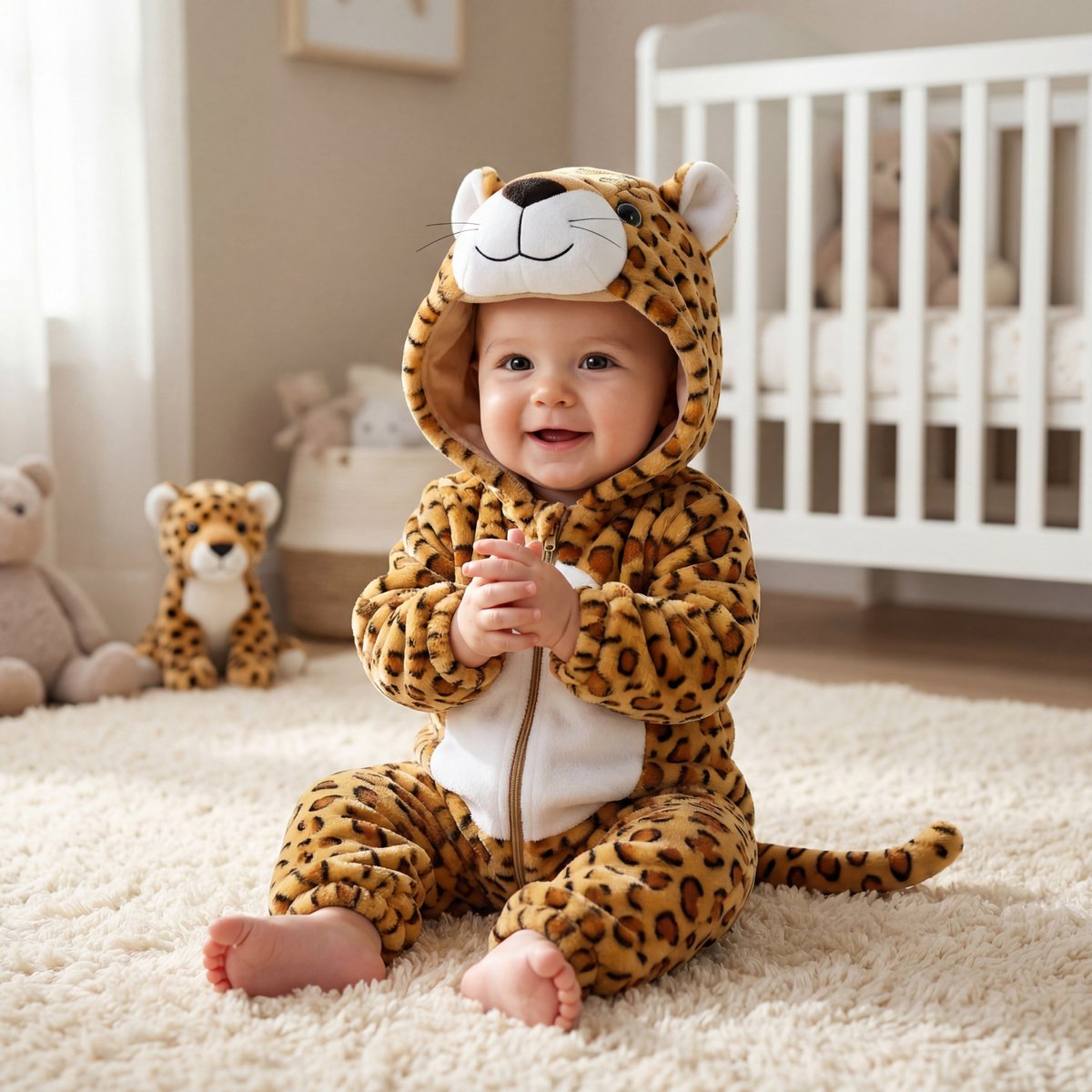 JAXY Baby Onesie - Carnavalskleding Kinderen - Verkleedkleren Jongen en Meisje - Verkleedkleding - Romper - EU (label 120) - Luipaard Witte Buik — afbeelding 8