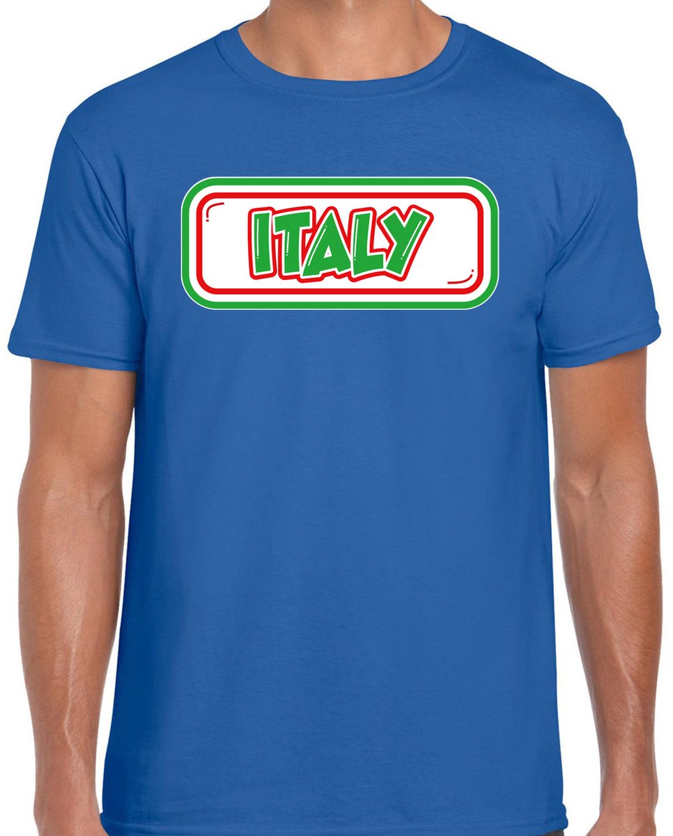 Bellatio Decorations Verkleed T-shirt voor heren - Italie - blauw - voetbal supporter - themafeest L