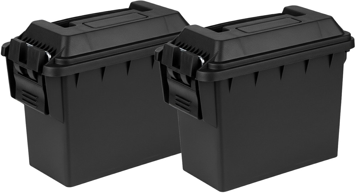 Fosco industries outdoor/tuin opberg box - 2x - waterdicht - zwart - 3 liter - 22 x 11 x 17 cm - kunststof