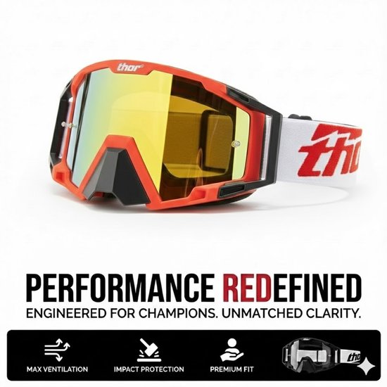 THOR® - Premium Crossbril - Skibril - Antikras Lens - UV-bescherming - Unisex - Rood — afbeelding 4