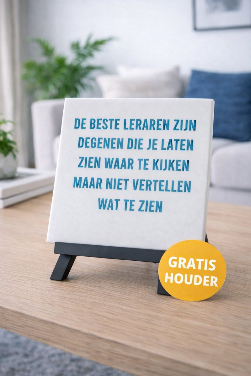 Troubadot | Tegeltje met tekst | de beste leraren | inclusief tegelhouder | leraren | turquoise | blauw | spreuktegel | tegeltje met quote | tegeltjeswijsheden | cadeau voor de leraar